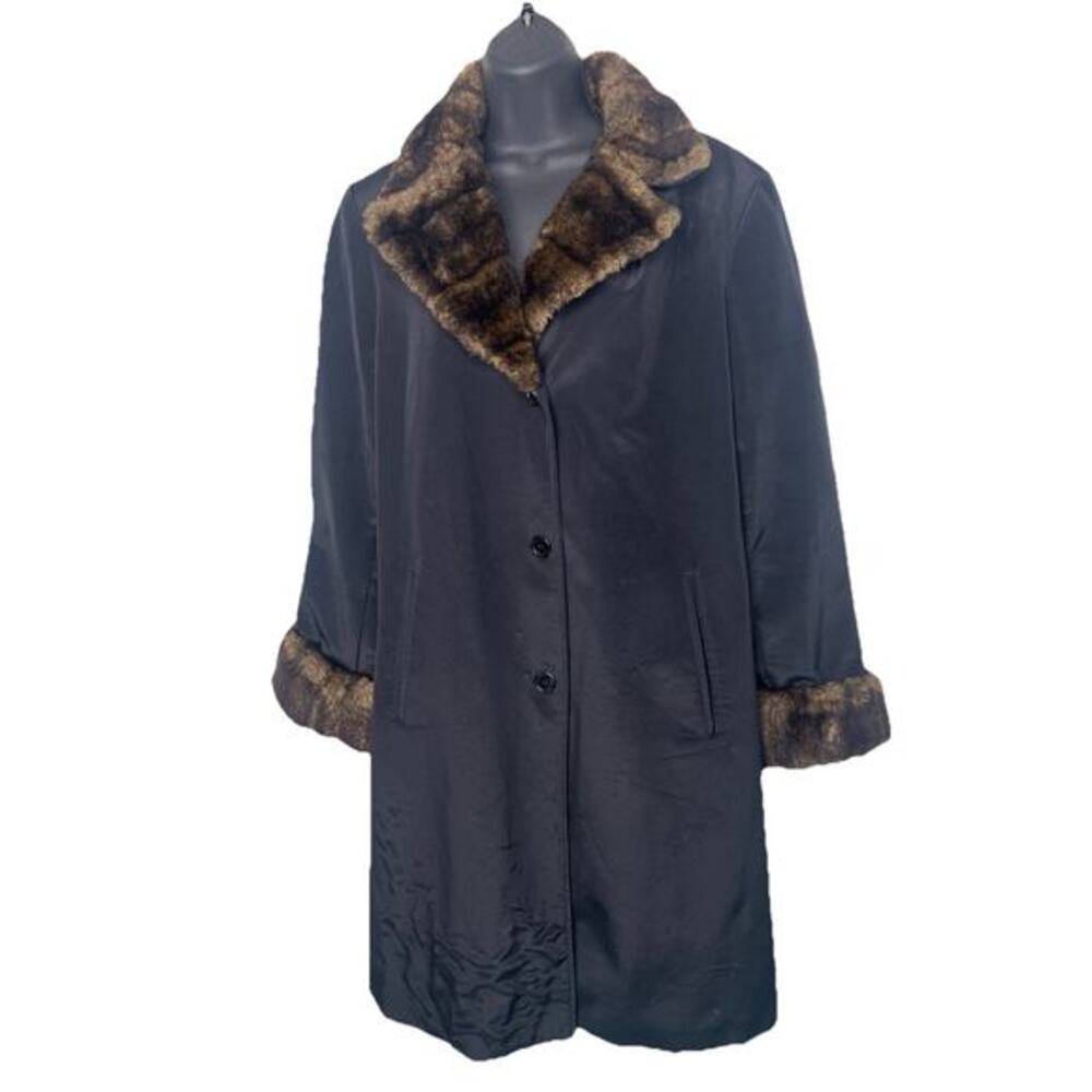 Andrew Marc Jacket Faux Fur Collar Cuffs Black Coat Women’s Size Medium